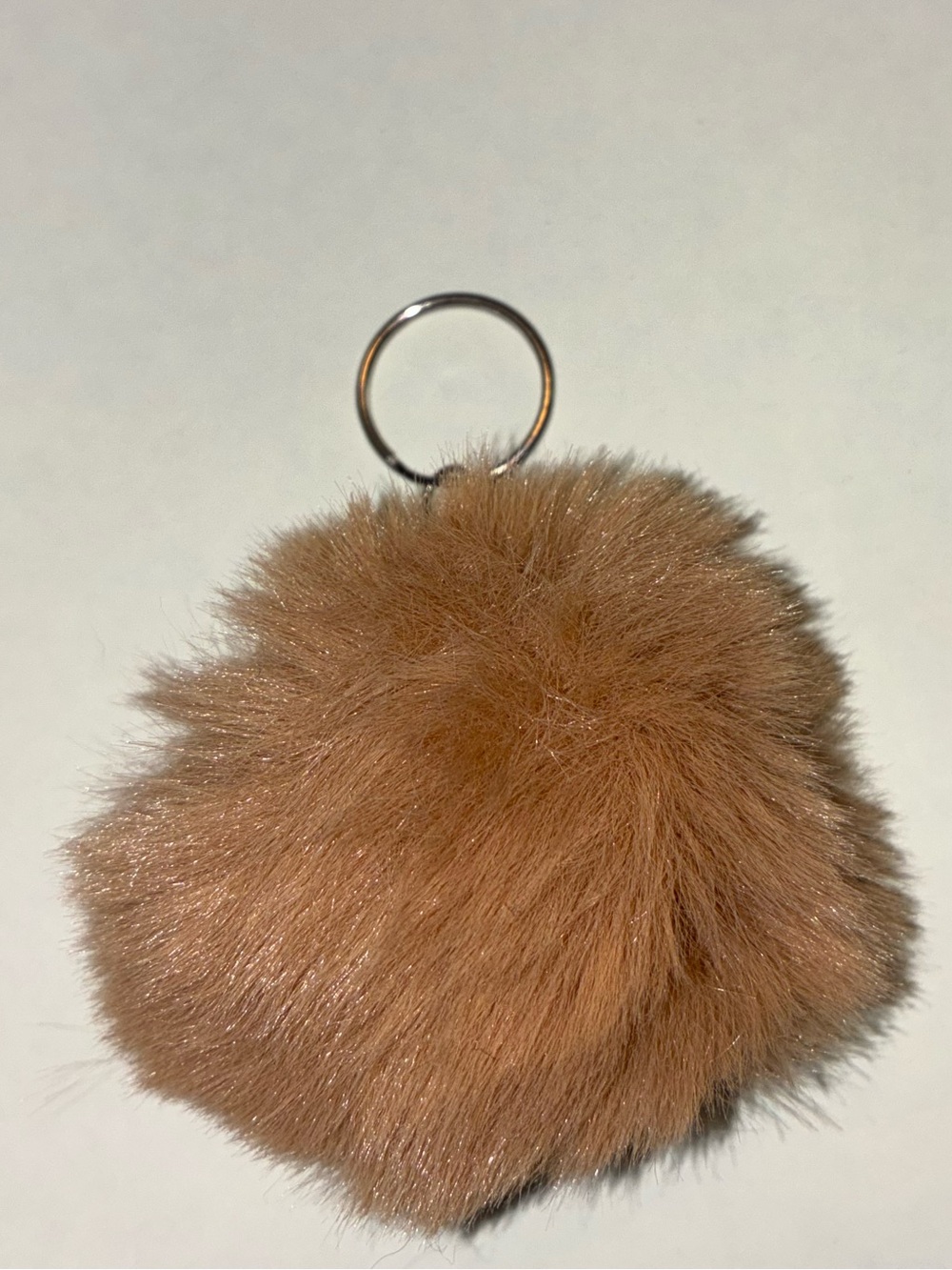 Faux Fur Pom Pom Keychain - Brown